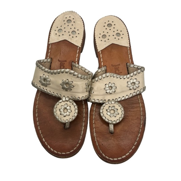 Jack Rogers Off White T-Strap Thong Sandals Size 7 Women's - Picture 5 of 11